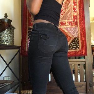 Black American Eagles ripped jeggings